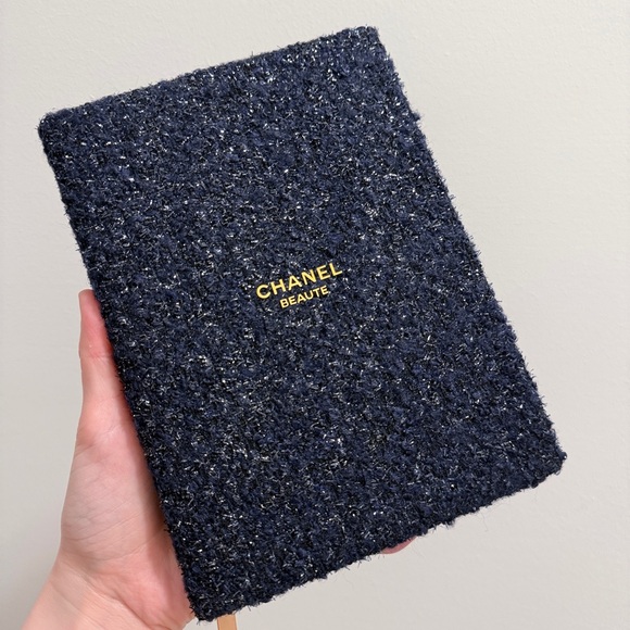 CHANEL Accessories - CHANEL Tweed Notebook in Navy with Gold Logo